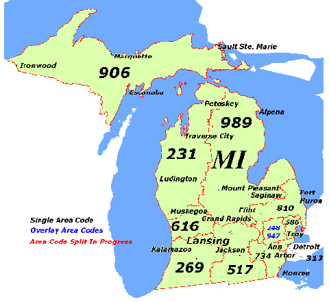 Michigan  on 734 Area Code   Teracodes Com